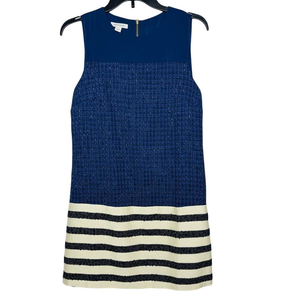 Boston‎ Proper Womens Tweed Sleeveless Shift Dress Office Work Nautical Preppy